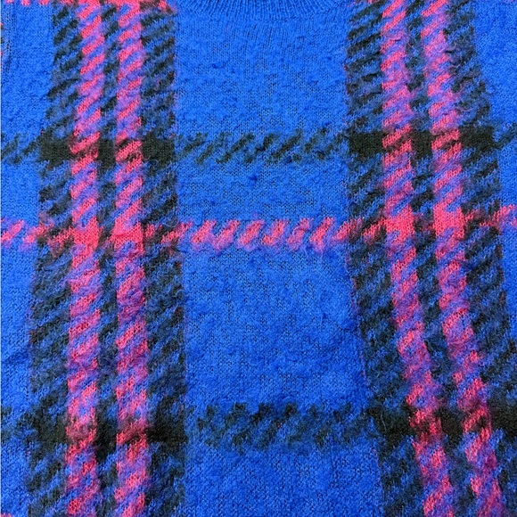 Allison Joy Blue And Red Striped Plaid Soft XS Sweater - Picture 2 of 6